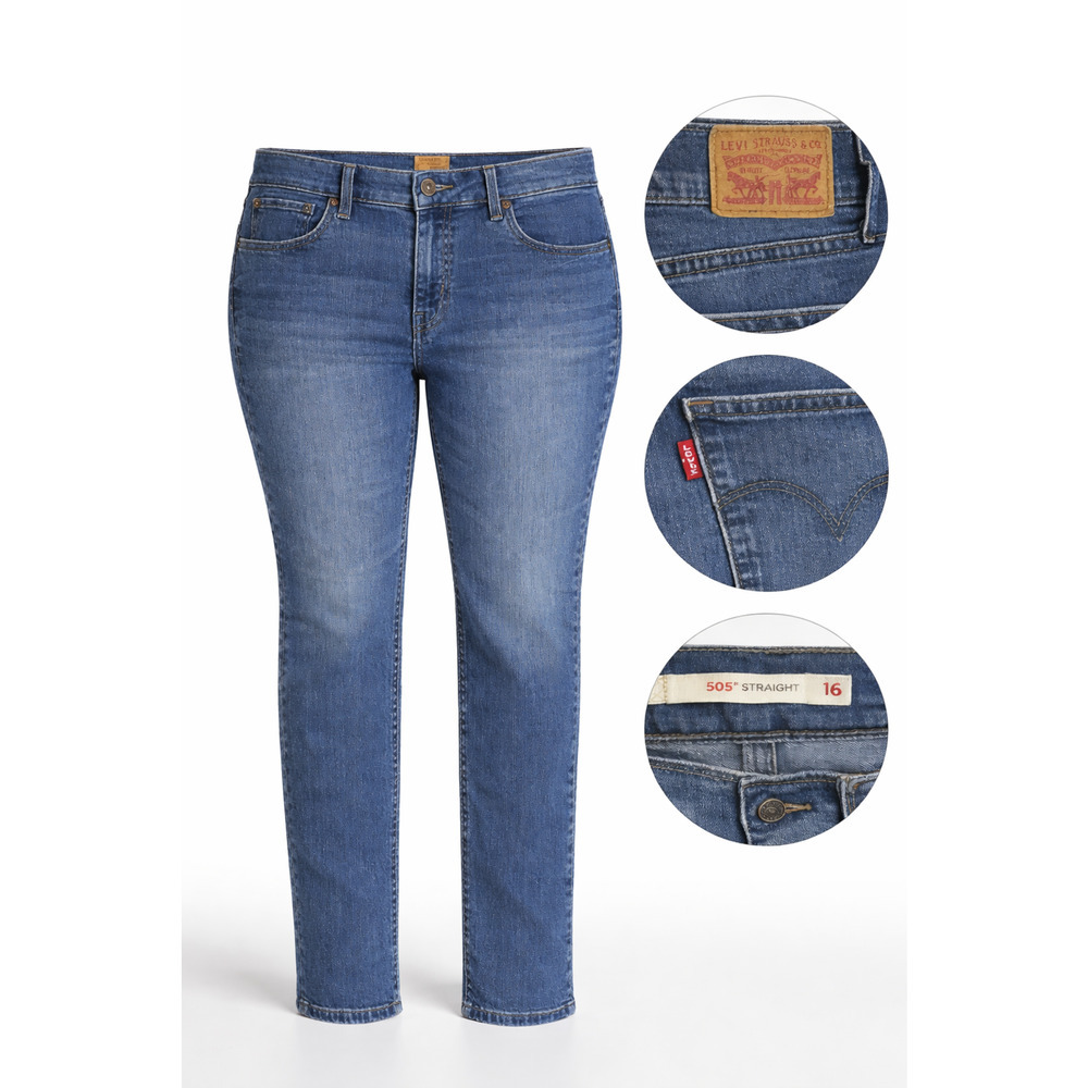 Levi’s 505 Straight Leg Classic Blue Denim Jeans Vintage Md Rise Women’s Size 16